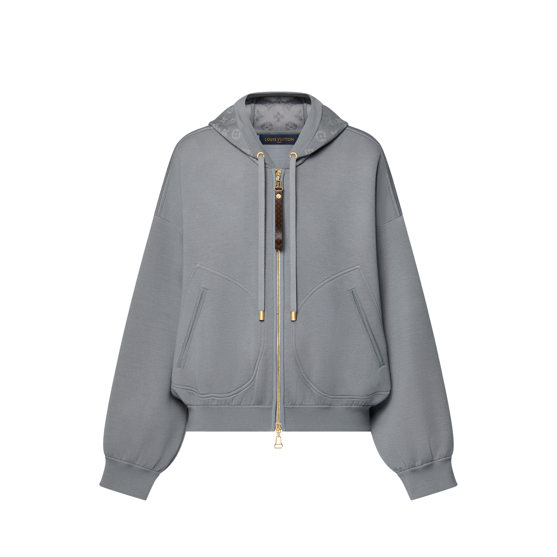 (Women) Louis Vuitton Wool Blend Knit Hoodie Long Sleeve Gray 1AGCI4 圖 2