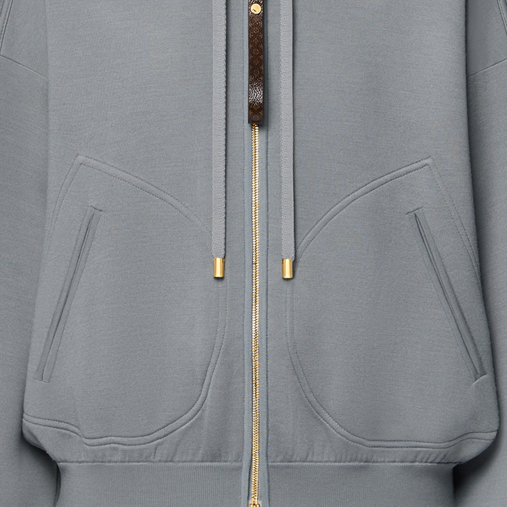 (Women) Louis Vuitton Wool Blend Knit Hoodie Long Sleeve Gray 1AGCI4 圖 5