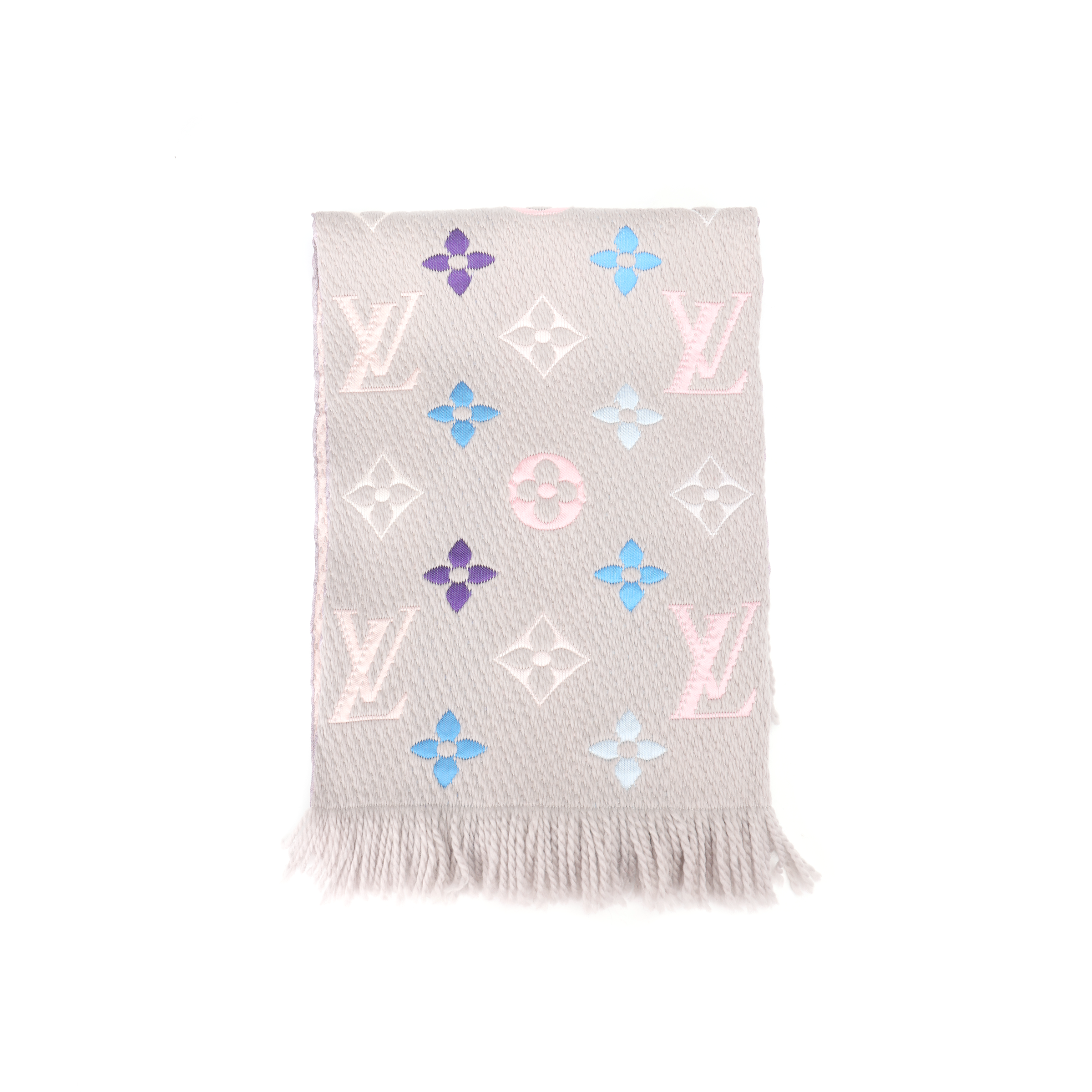 (Women) LOUIS VUITTON Wool Silk Scarf with Tassels - Rainbow Multicolor M75874