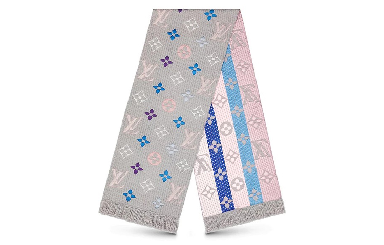 (Women) LOUIS VUITTON Wool Silk Scarf with Tassels - Rainbow Multicolor M75874 圖 2