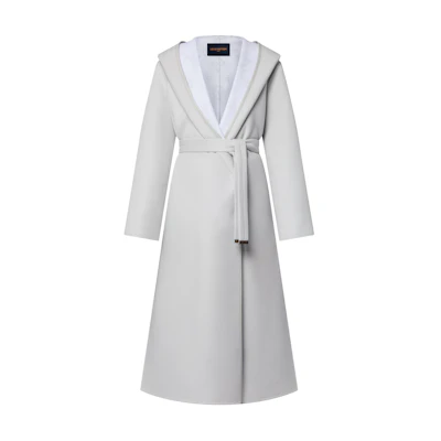 (Women) Louis Vuitton Wrap Long Coat Gray 1AGBFA