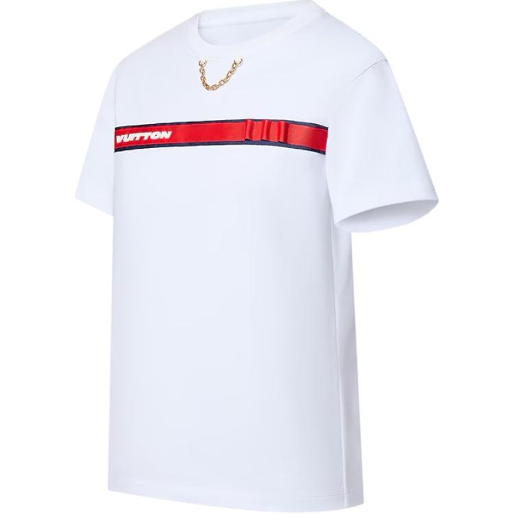 Shop (W) LOUIS VUITTON x America''s Cup FW24 Baju Crewneck Putih dengan Logo Print 1AFYPW