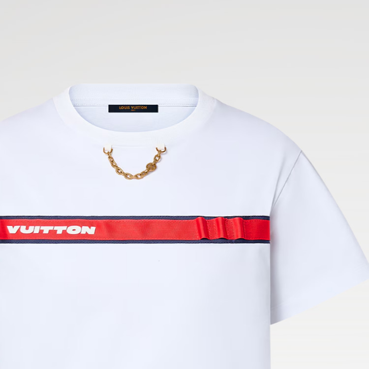 Purchase (W) LOUIS VUITTON x America''s Cup FW24 Baju Crewneck Putih dengan Logo Print 1AFYPW