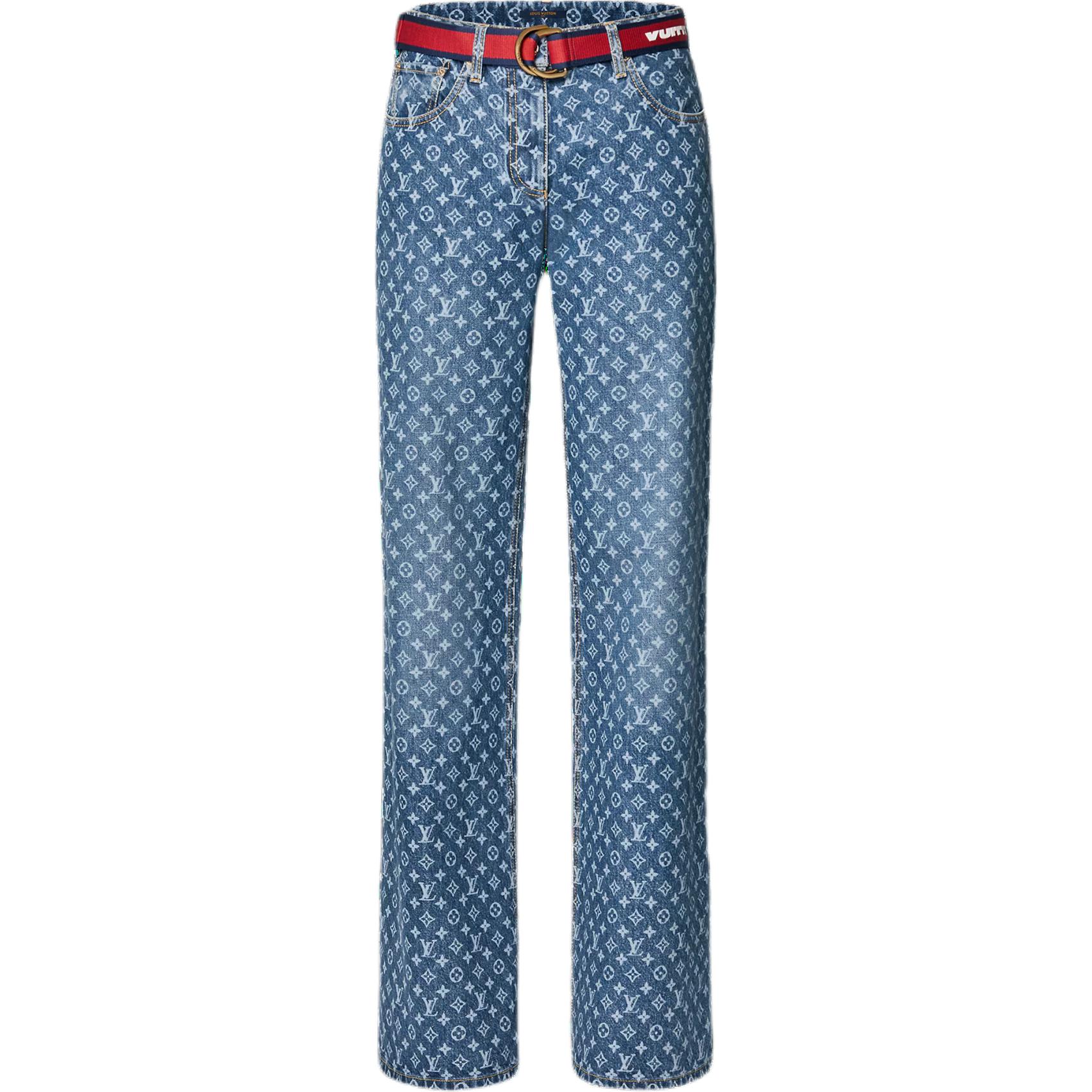Order (Women) LOUIS VUITTON x America's Cup SS24 Logo Print Mid-Rise Straight Jeans Women Blue 1AFZXR