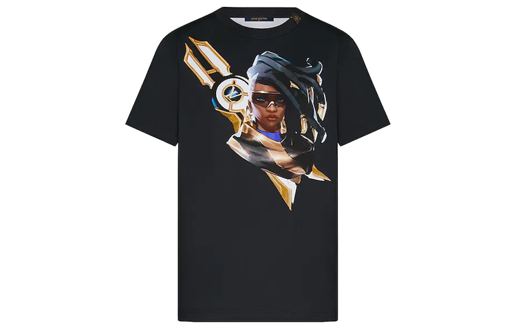 (Women) LOUIS VUITTON League of Legends Cartoon Print T-Shirt Black 1A7SUM