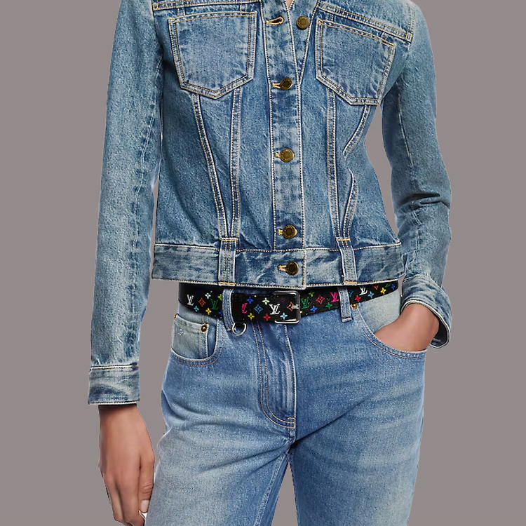 (Women) LOUIS VUITTON Takashi Murakami  Black Leather Belt Monogram 3CM Wide M8982 圖 4