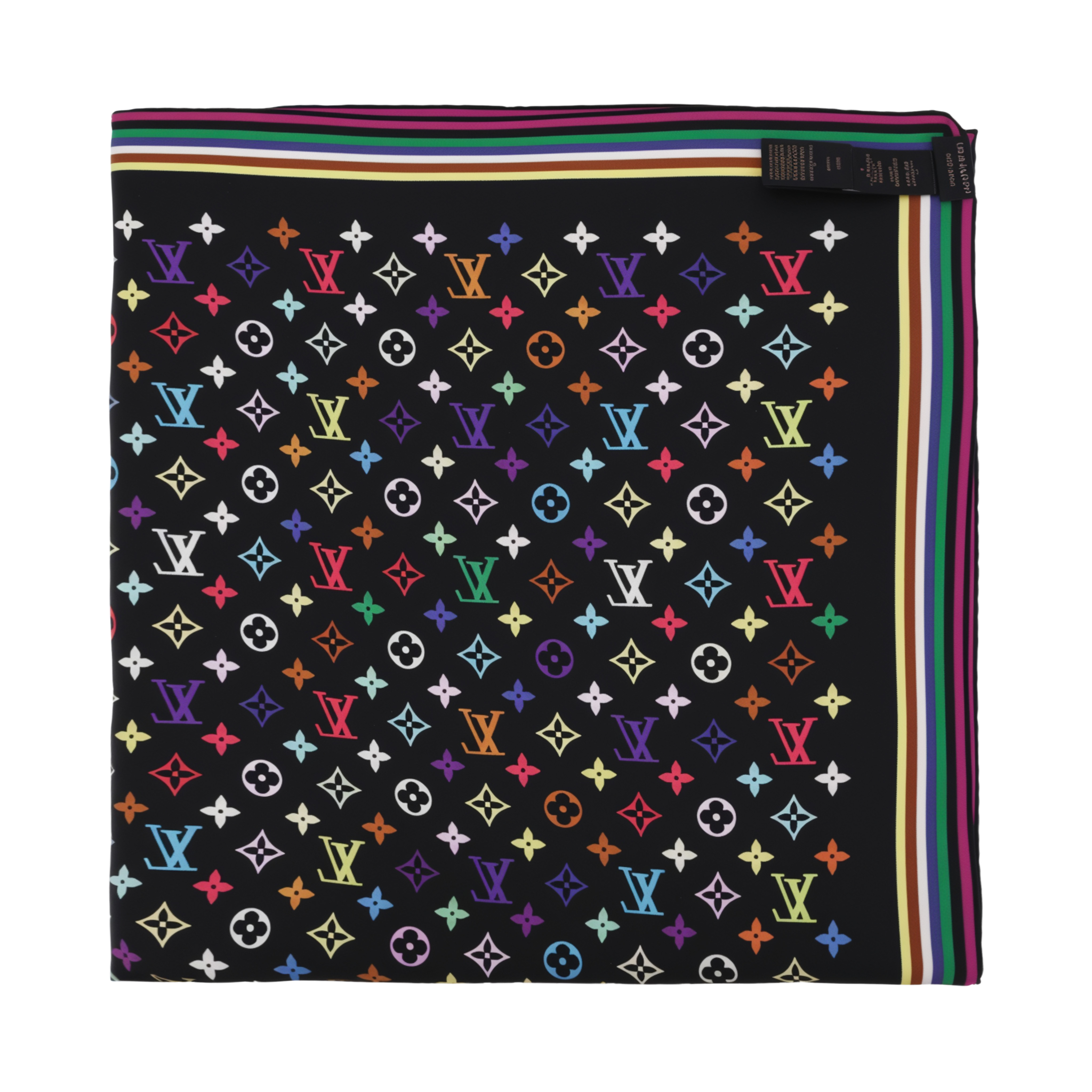 (Women) LOUIS VUITTON Takashi Murakami Collab Monogram Silk Scarf Black M96095 圖 3