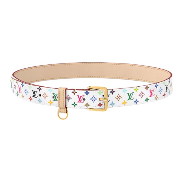 (Women) LOUIS VUITTON Takashi Murakami Collaboration White Leather Belt 3CM M8981W