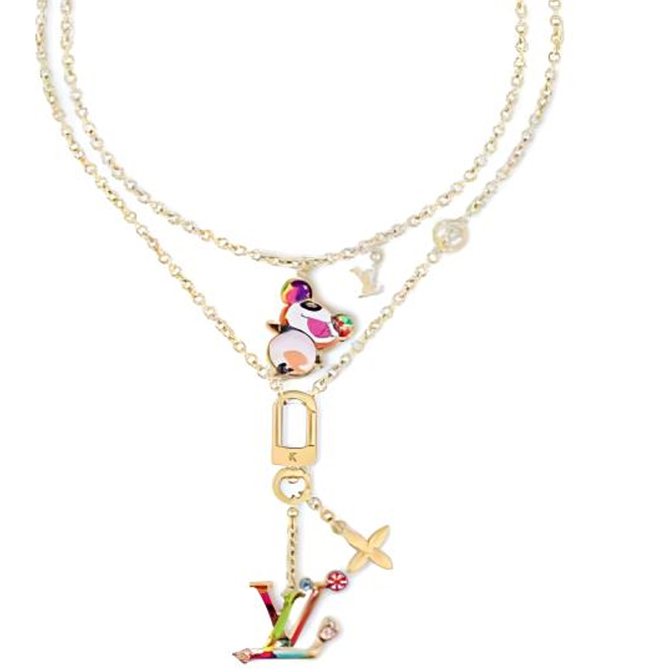 (Women) LOUIS VUITTON Takashi Murakami Floral Monogram Pendant Necklace Gold for Women M02499 圖 2