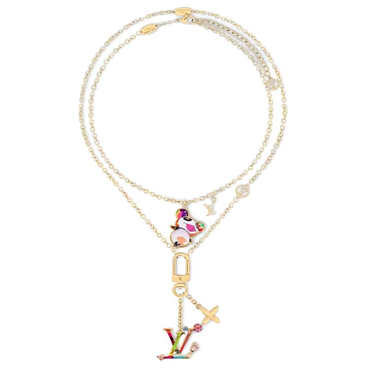 (Women) LOUIS VUITTON Takashi Murakami Floral Monogram Pendant Necklace Gold for Women M02499 圖 3