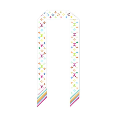(Women) LOUIS VUITTON Takashi Murakami Floral Print Silk Scarf - White. M94963