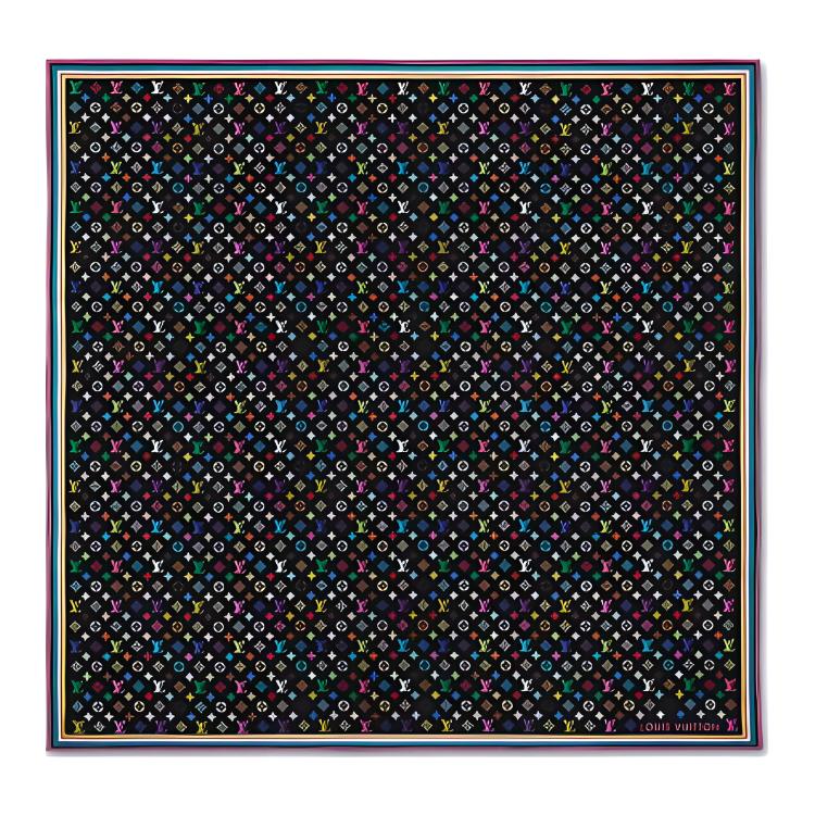 (Women) LOUIS VUITTON Takashi Murakami Floral Print Scarf Black -  Accessories. M96078 圖 2