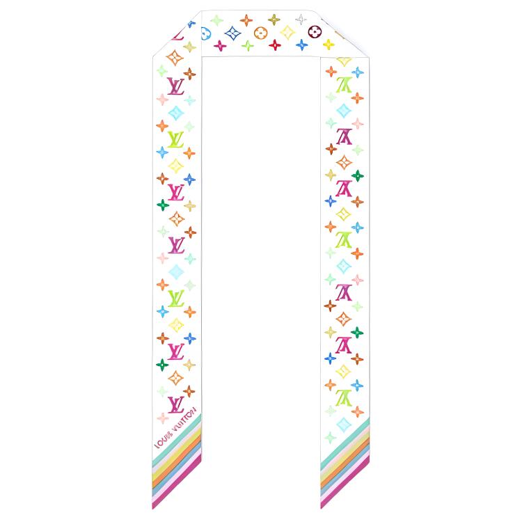 (Women) LOUIS VUITTON Takashi Murakami Floral Print Silk Scarf -  White. M94963 圖 2