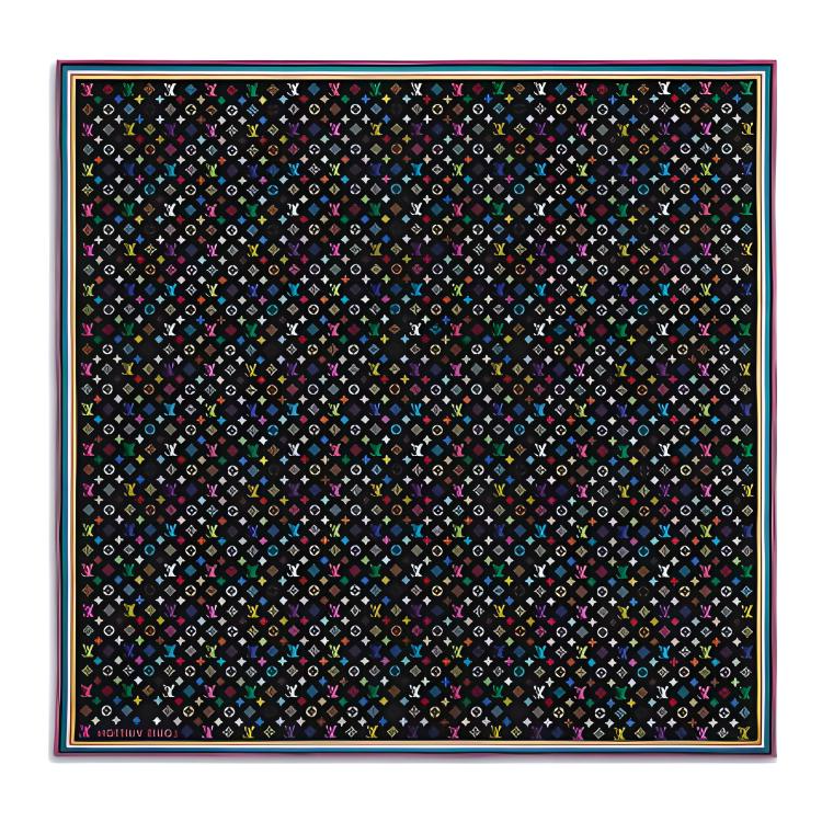 (Women) LOUIS VUITTON Takashi Murakami Floral Print Scarf Black -  Accessories. M96078 圖 3