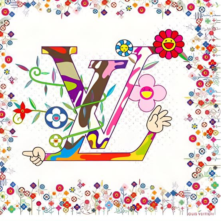 (Women) LOUIS VUITTON Takashi Murakami Floral Print Scarf White  Edition. M96080 圖 4