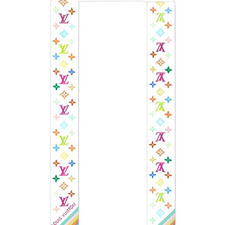 (Women) LOUIS VUITTON Takashi Murakami Floral Print Silk Scarf -  White. M94963 圖 4