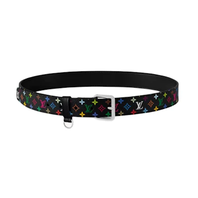 (Women) LOUIS VUITTON Takashi Murakami Monogram Leather Belt Black 3CM M8982Q