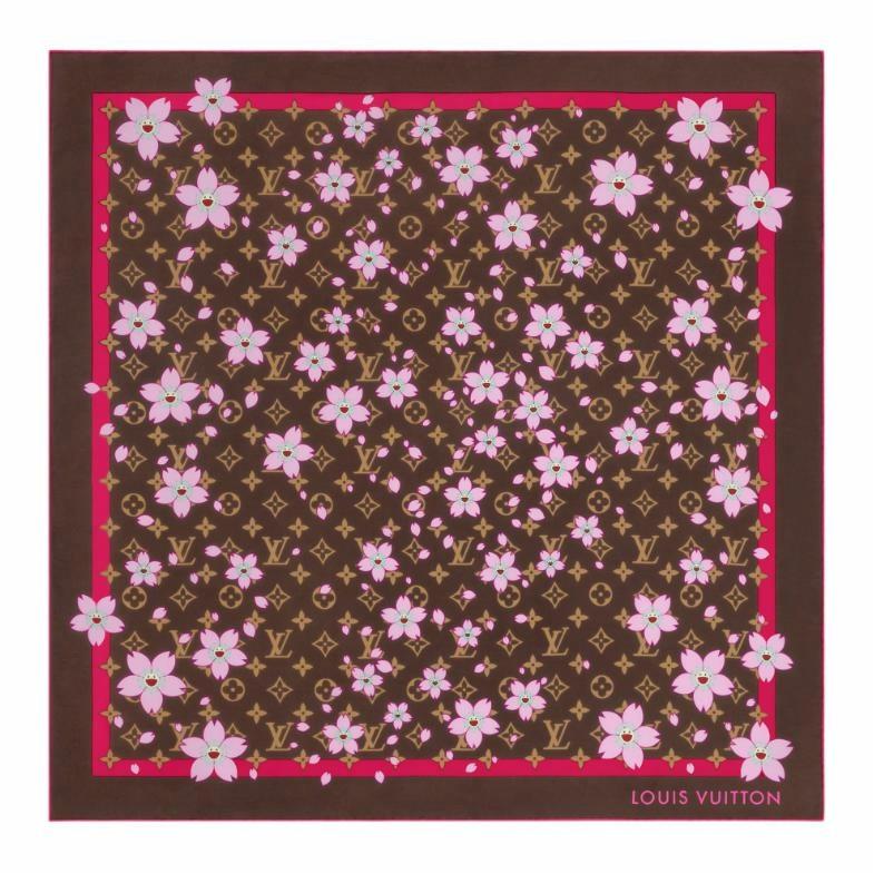 (Women) LOUIS VUITTON Takashi Murakami Monogram Brown Silk Scarf for Women. M96102 圖 2