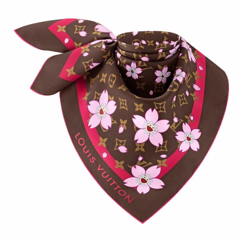 (Women) LOUIS VUITTON Takashi Murakami Monogram Brown Silk Scarf for Women. M96102 圖 3
