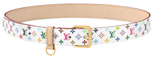 (Women) LOUIS VUITTON x Takashi Murakami White Leather Belt 3CM Classic Design M8981U (Women) LOUIS VUITTON x Takashi Murakami White Leather Belt 3CM Classic Design M8981U