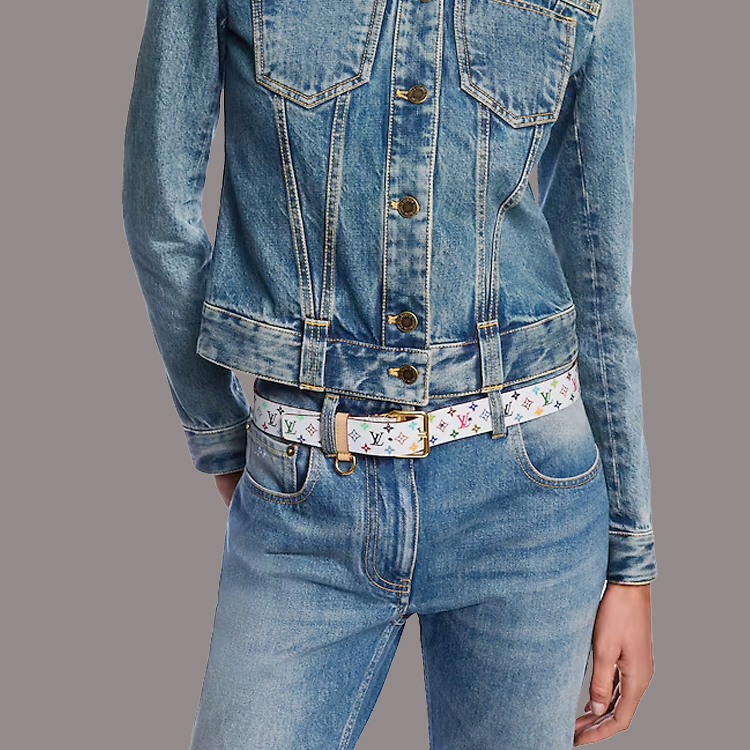 (Women) LOUIS VUITTON Takashi Murakami White Leather Belt with Monogram, 3CM Wide M8981V 圖 4