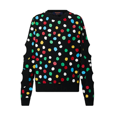 (Women) LOUIS VUITTON Yayoi Kusama SS23 Painted Dots Crewneck Sweater Black . 1AB82X