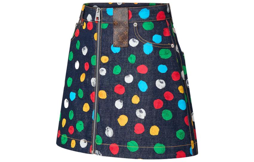 Shop (W) 路易威登 x 草间弥生 2023春夏黑色涂点迷你牛仔裙 女士收藏款 1AB7PI