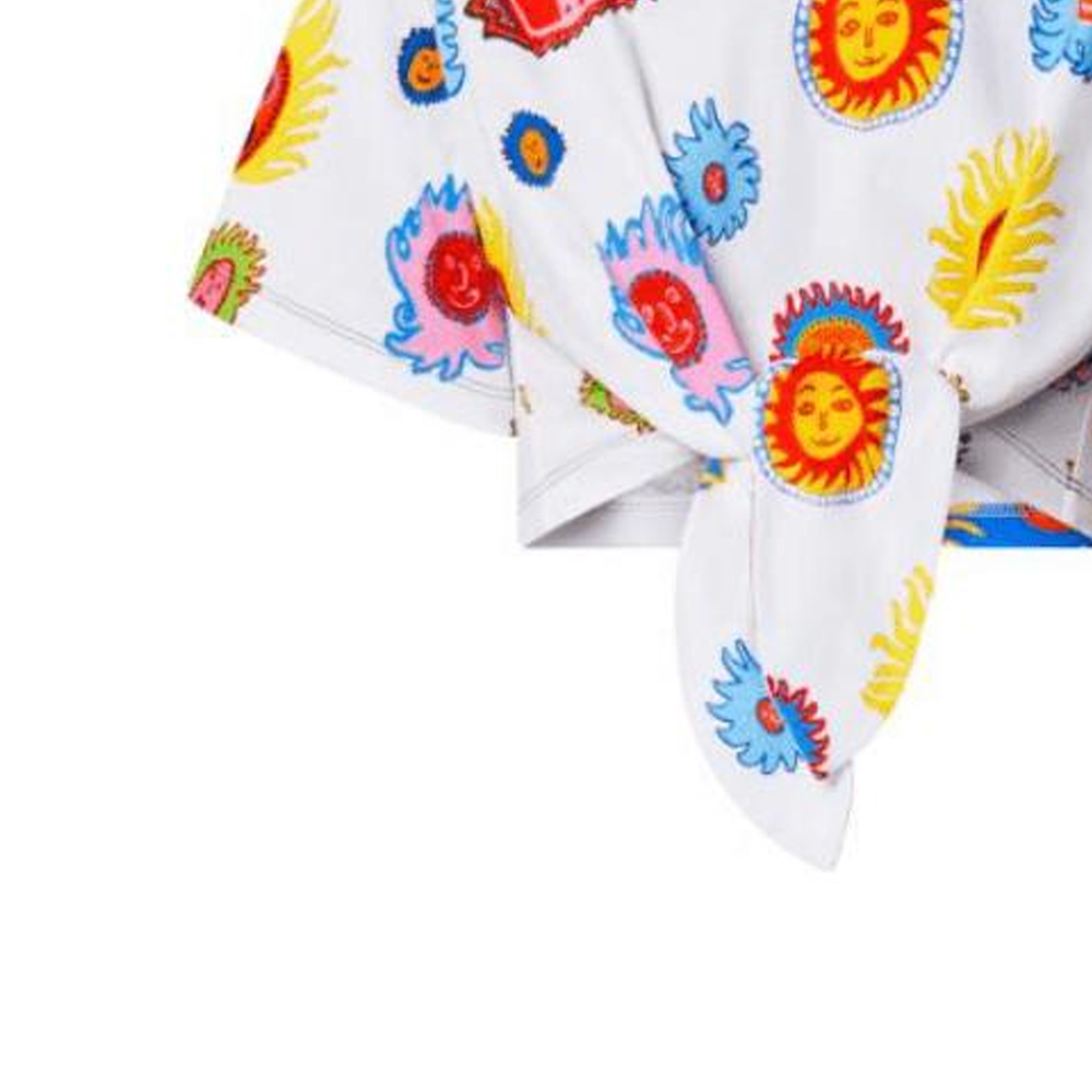 (Women) LOUIS VUITTON Yayoi Kusama SS23 Sun Print Lace-Up Cropped T-Shirt Women White 1AB85S 圖 4