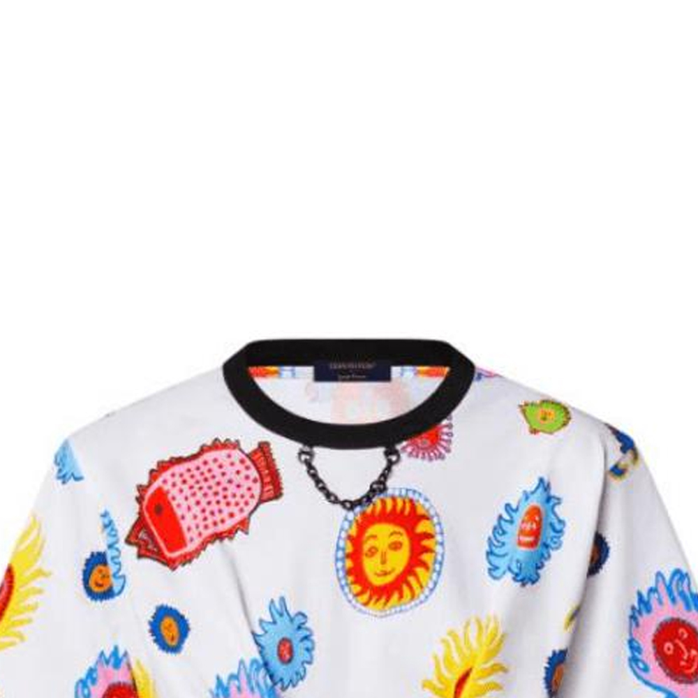 (Women) LOUIS VUITTON Yayoi Kusama SS23 Sun Print Lace-Up Cropped T-Shirt Women White 1AB85S 圖 7