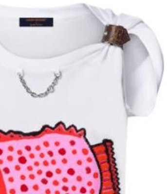 (Women) LOUIS VUITTON x Yayoi Kusama SS23 White T-Shirt with Fish Badge Detail 1AB86H Shop (Women) LOUIS VUITTON x Yayoi Kusama SS23 White T-Shirt with Fish Badge Detail 1AB86H