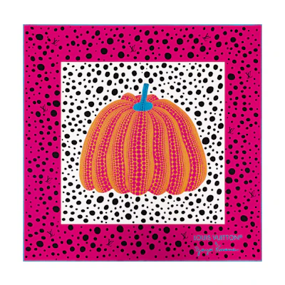 (Women) Louis Vuitton Yayoi Kusama YK Kare 90 Pumpkin Scarf Pink Edition. M78394