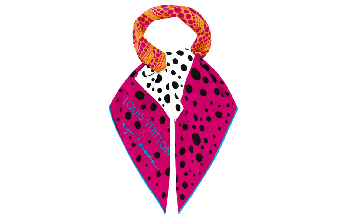 (Women) Louis Vuitton Yayoi Kusama YK Kare 90 Pumpkin Scarf Pink  Edition. M78394 圖 3