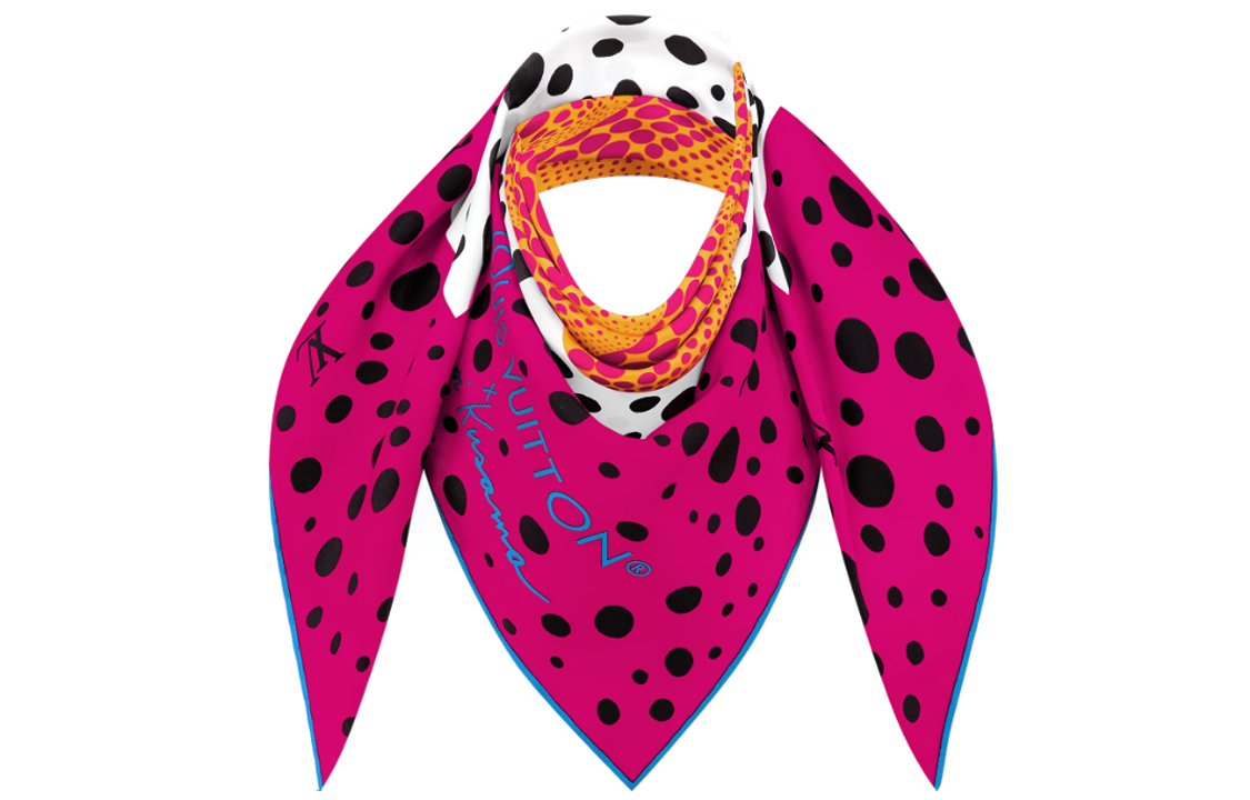(Women) Louis Vuitton Yayoi Kusama YK Kare 90 Pumpkin Scarf Pink  Edition. M78394 圖 4