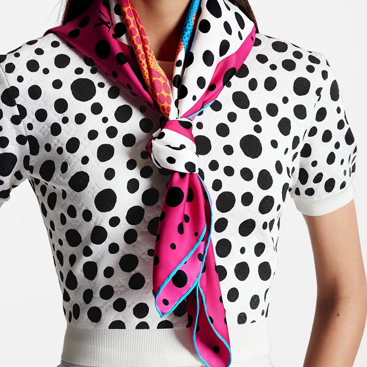 (Women) Louis Vuitton Yayoi Kusama YK Kare 90 Pumpkin Scarf Pink  Edition. M78394 圖 5