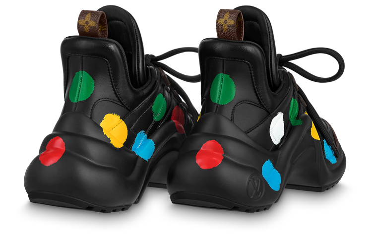 Lookbook 草間彌生/Yayoi Kusama x LOUIS VUITTON 牛皮 標飾 運動休閒鞋 女款 黑棕