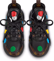 Shop 草間彌生/Yayoi Kusama x LOUIS VUITTON 牛皮 標飾 運動休閒鞋 女款 黑棕