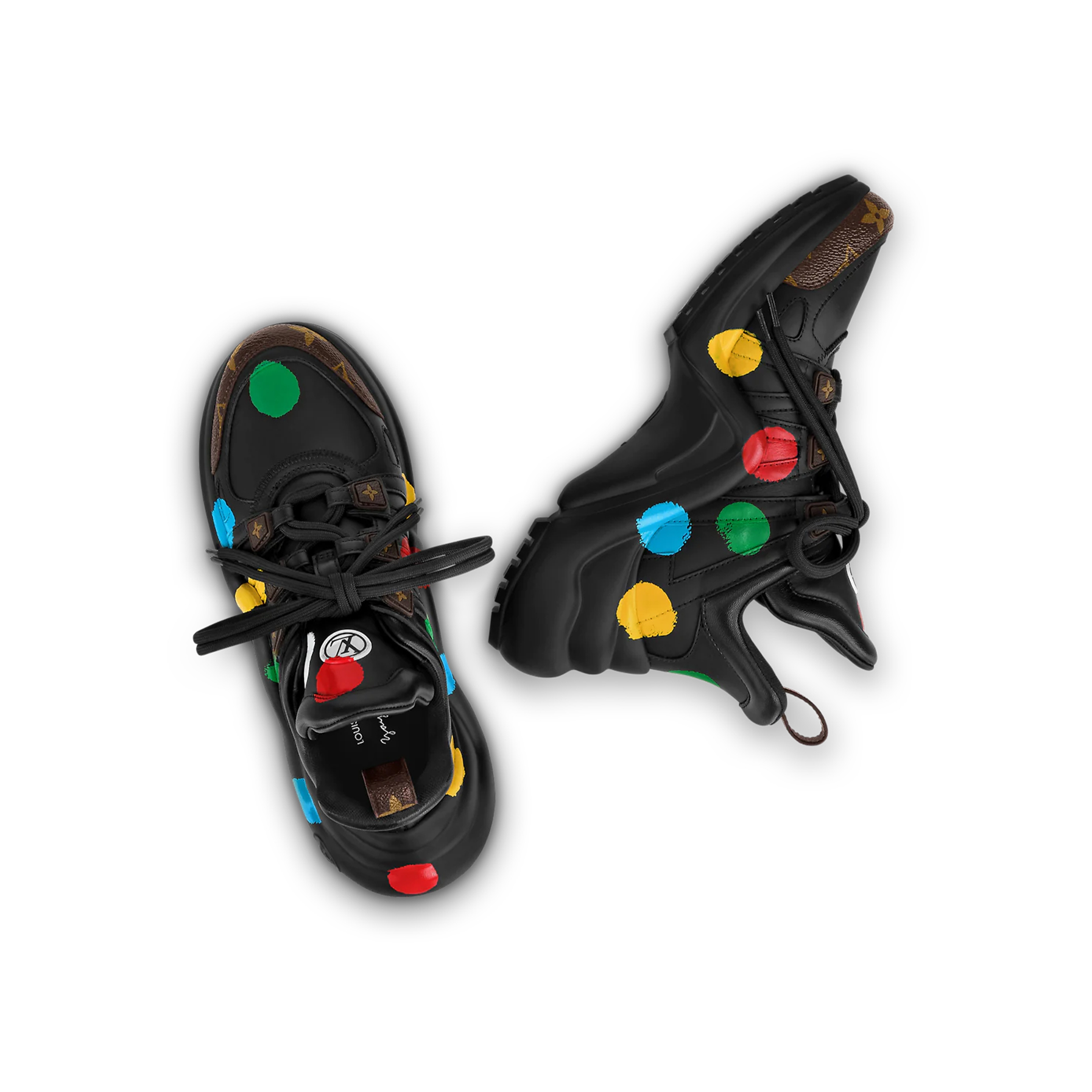 Purchase 草間彌生/Yayoi Kusama x LOUIS VUITTON 牛皮 標飾 運動休閒鞋 女款 黑棕