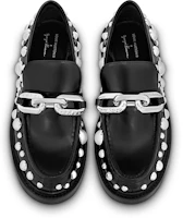 Shop 草間彌生/Yayoi Kusama x LOUIS VUITTON LV Academy 牛皮 套穿 時尚 樂福鞋 女款 黑