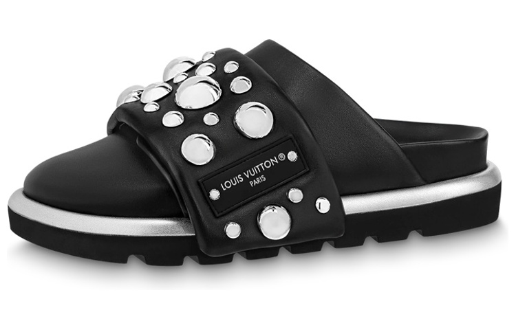 Buy (W) Louis Vuitton Yayoi Kusama x Mules Cuir Noir ''Pantoufle de Mode'' 1AB9KM