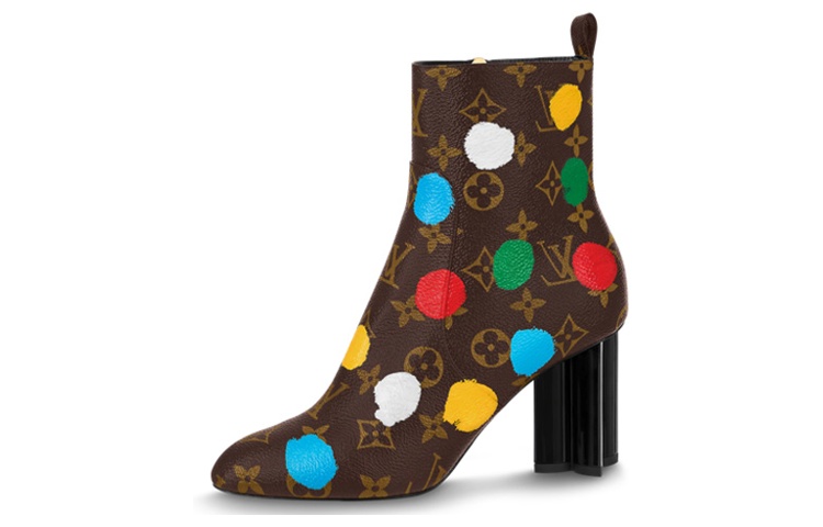 (Women) Louis Vuitton Yayoi Kusama x Silhouette Ankle Boot 'Brown Canvas' 1AB9W6
