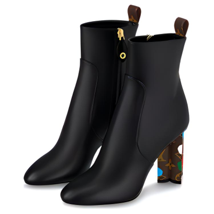 Lookbook (Women) Louis Vuitton Yayoi Kusama x Silhouette Ankle Boot 'Black Leather Zip' 1AB9NW