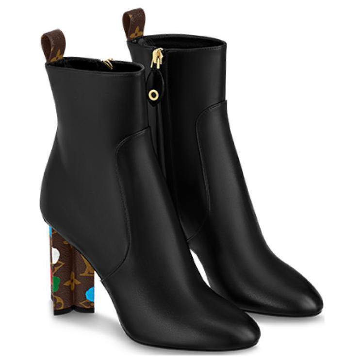 Shop (Women) Louis Vuitton Yayoi Kusama x Silhouette Ankle Boot 'Black Leather Zip' 1AB9NW