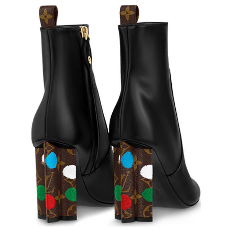 Purchase (Women) Louis Vuitton Yayoi Kusama x Silhouette Ankle Boot 'Black Leather Zip' 1AB9NW