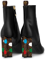 Purchase 草間彌生/Yayoi Kusama x LOUIS VUITTON Silhouette 皮革 圓頭拉鍊 短靴 10cm 女款 黑色
