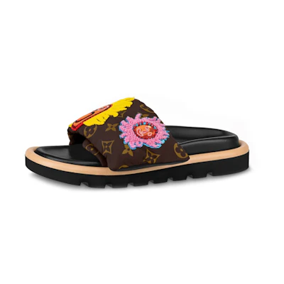 (W) LV Yayoi Kusama Slide 'Brown Yellow'