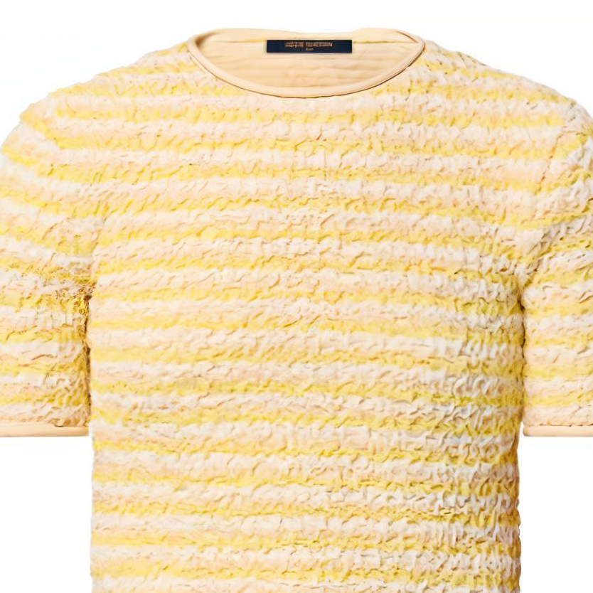 (Women) LOUIS VUITTON Yellow Striped Knit Short Sleeve T-Shirt SS23  Casual Tee 1ABDYC 圖 7