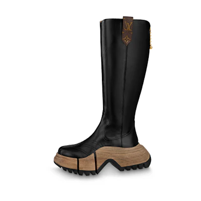 (W) LV Zoom 'Black Leather High-Top with Zipper'