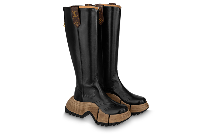 Lookbook (W) Louis Vuitton Zoom 'High-Top Kulit Hitam dengan Zipper' 1ABGGR