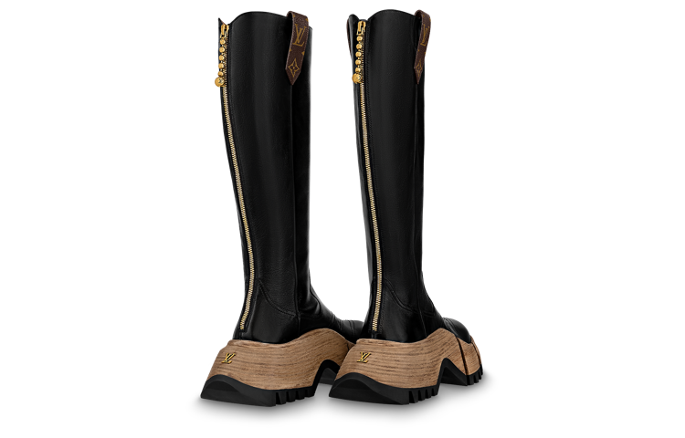 Shop (W) Louis Vuitton Zoom 'High-Top Kulit Hitam dengan Zipper' 1ABGGR