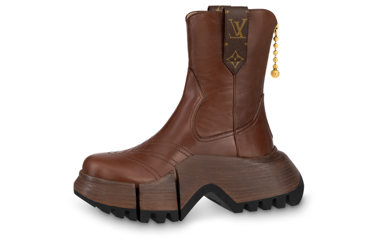 (Women) Louis Vuitton Zoom 'Calfskin Fashion Zip Ankle Boot Chestnut' 1ABGS1